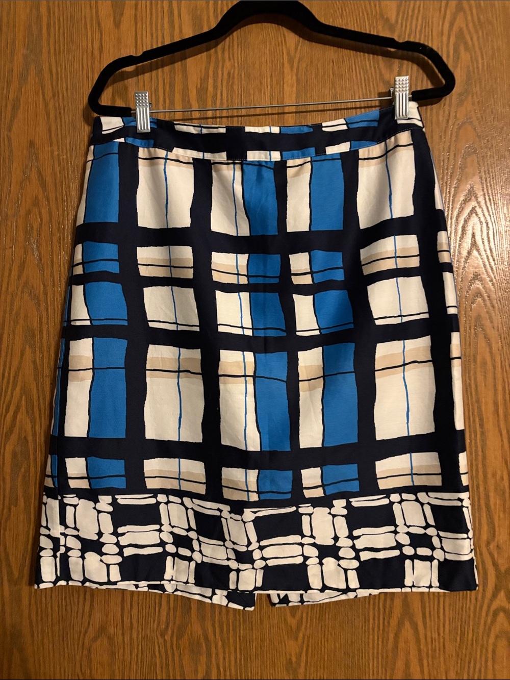 Van Heusen Studio Blue & White Plaid-Print Women’s Skirt Size 12